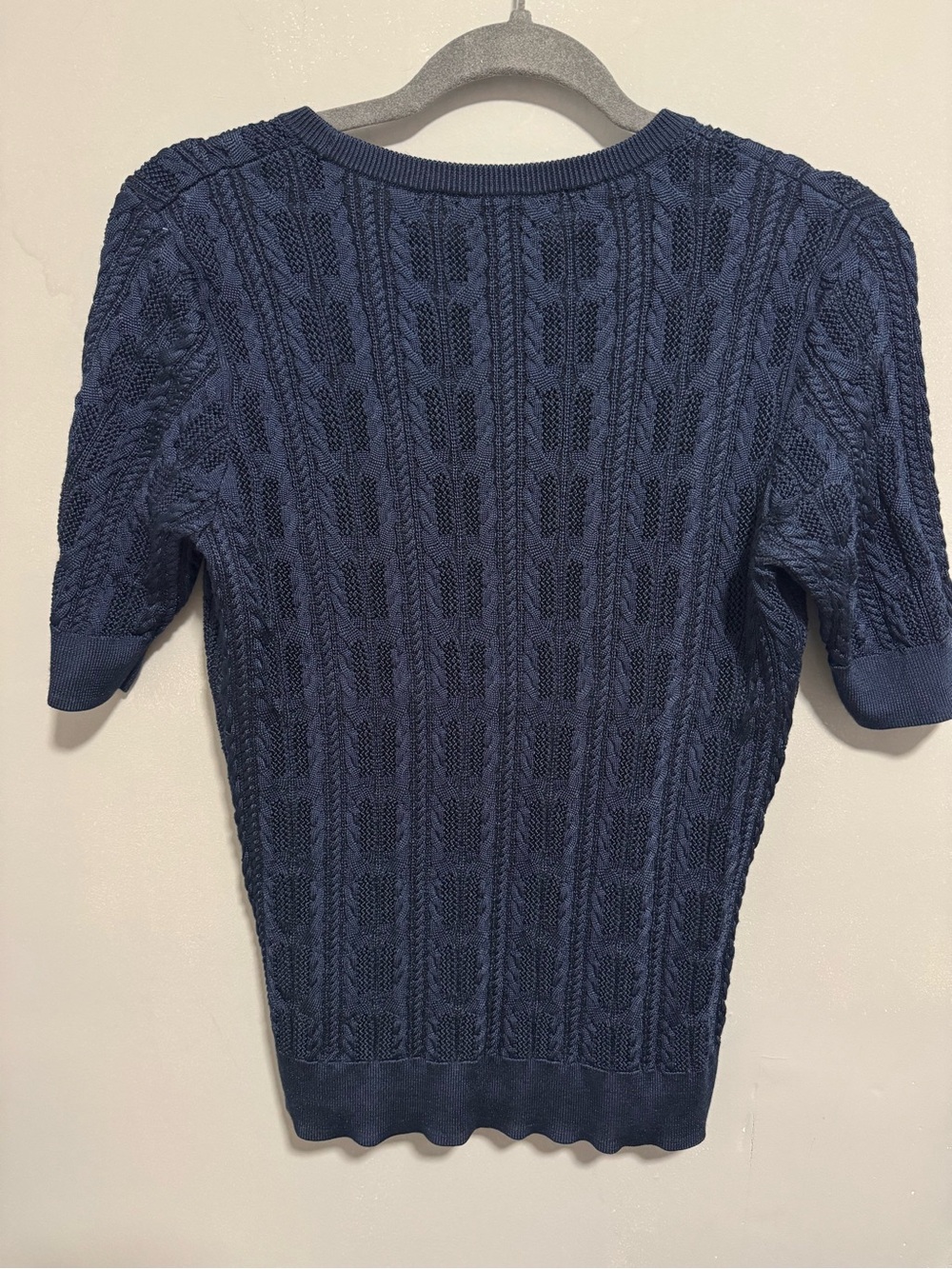 Brooks Brothers- Navy Cable-Knit Lightweight Crewneck Shirt. Size L - Picture 3 of 6